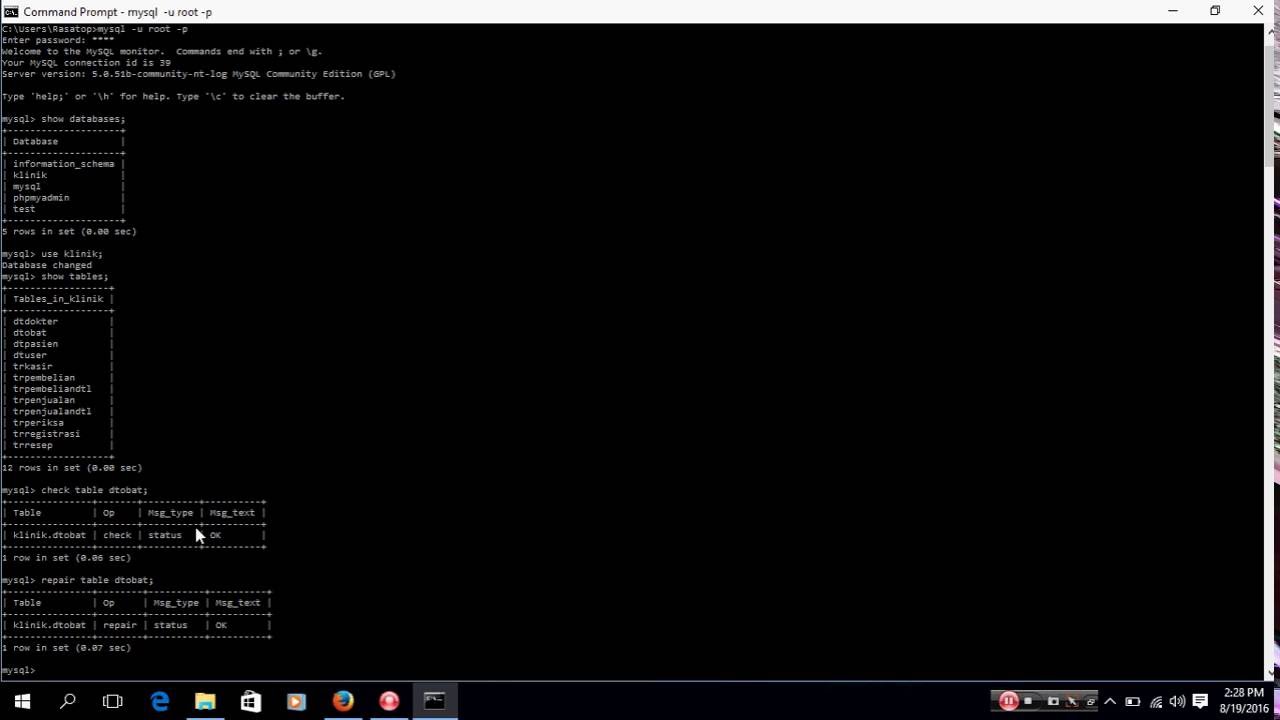 SSH Üzerinden Database Onarma (MySQL Repair)